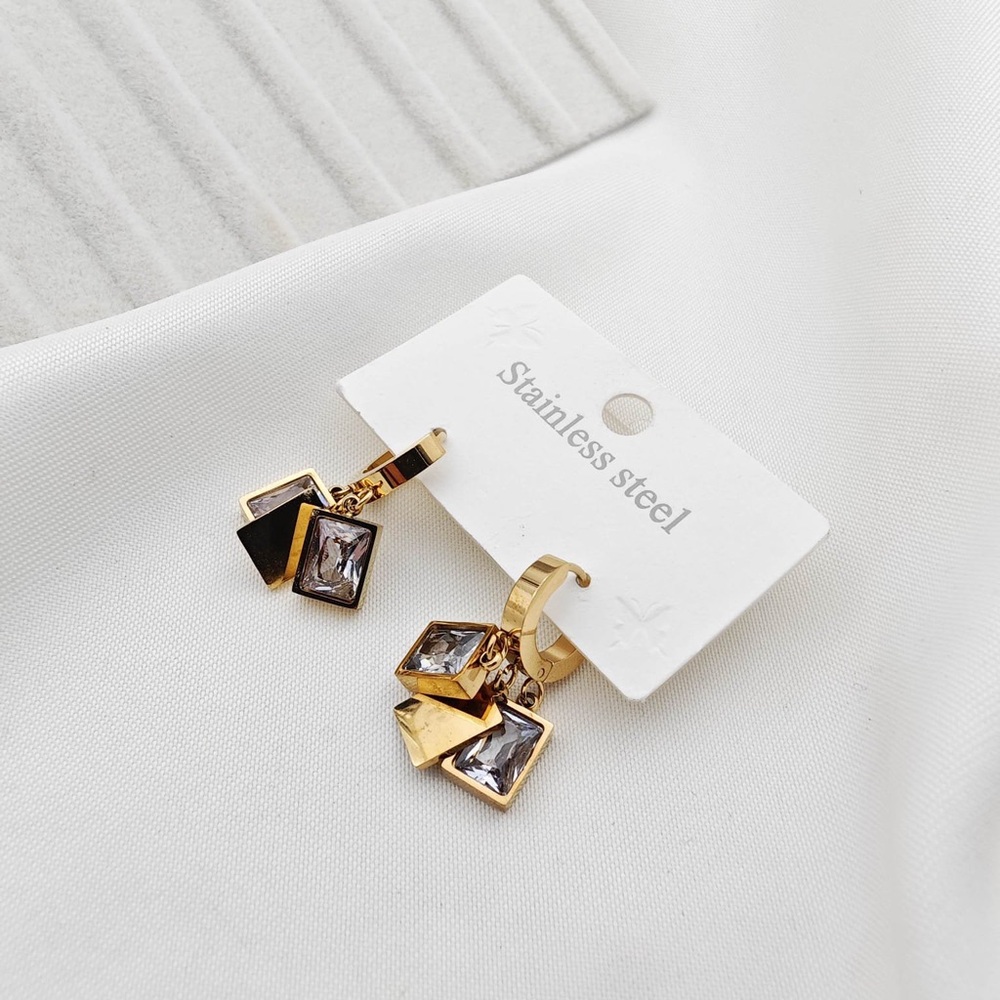 Elegant Gold and Black Stainless Steel Earrings